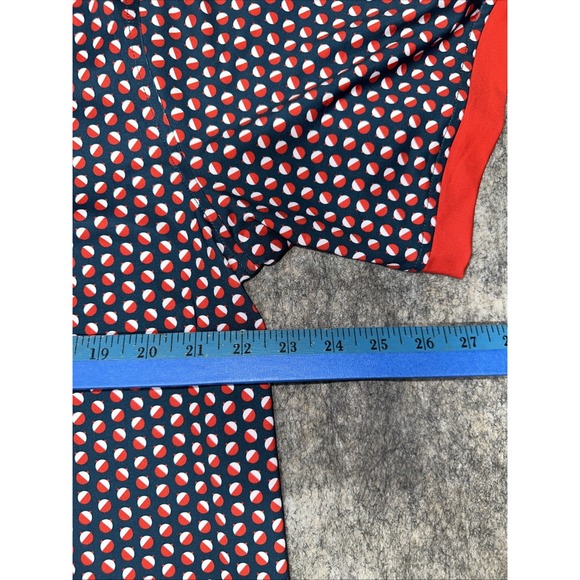 Waggle Mens Bobby Golf Polo Size XL with all over Red Bobbers print Blue-(005-6) - Picture 5 of 6